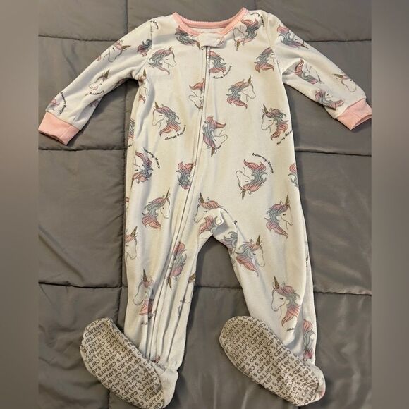 18m carters fleece footed unicorn pajamas - Picture 1 of 3
